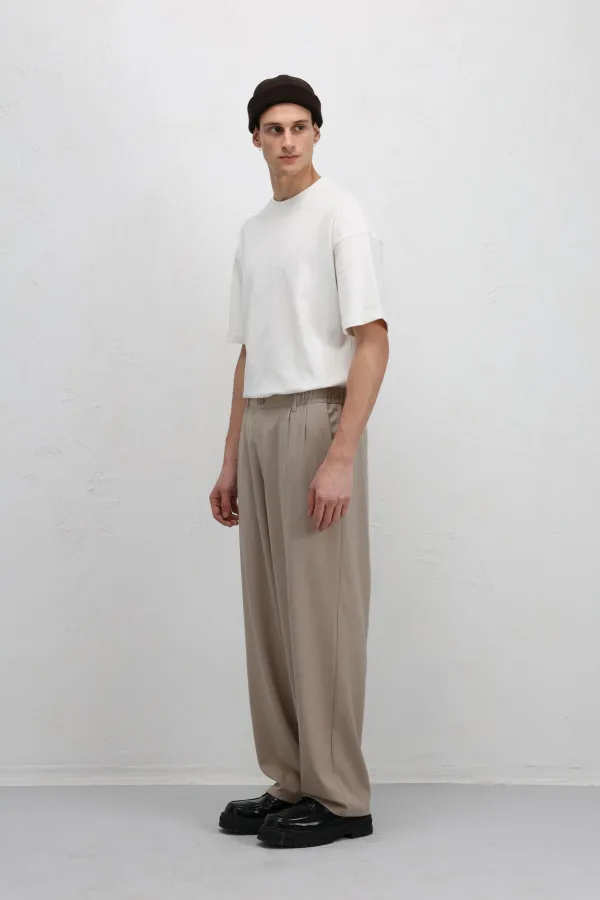 Baggy Fit Kumaş Pantolon Bej