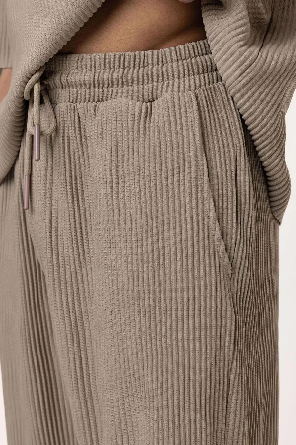 Basic Oversize Crew Neck Ottoman Suit, Mink