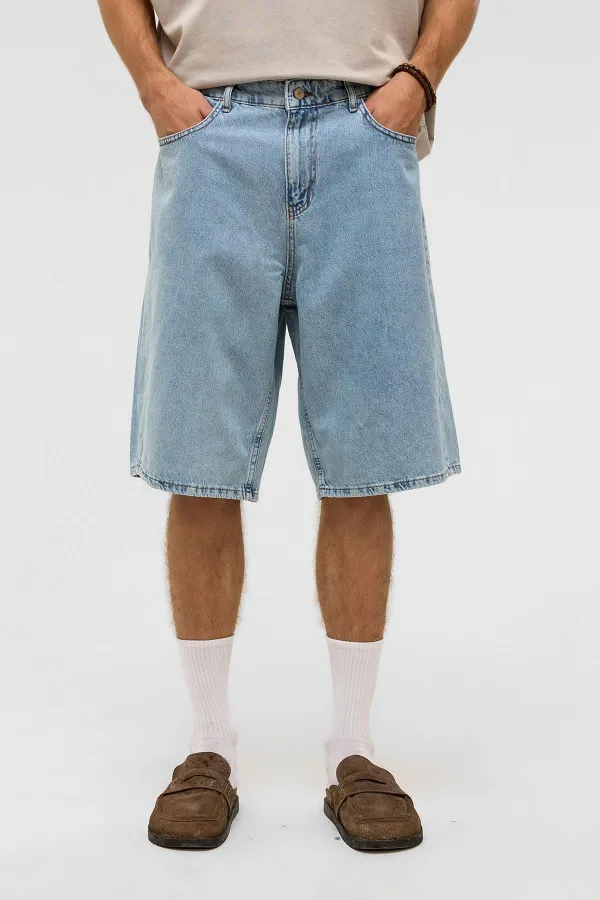 Oversize Bermuda Denim Shorts, Blue Color - 1