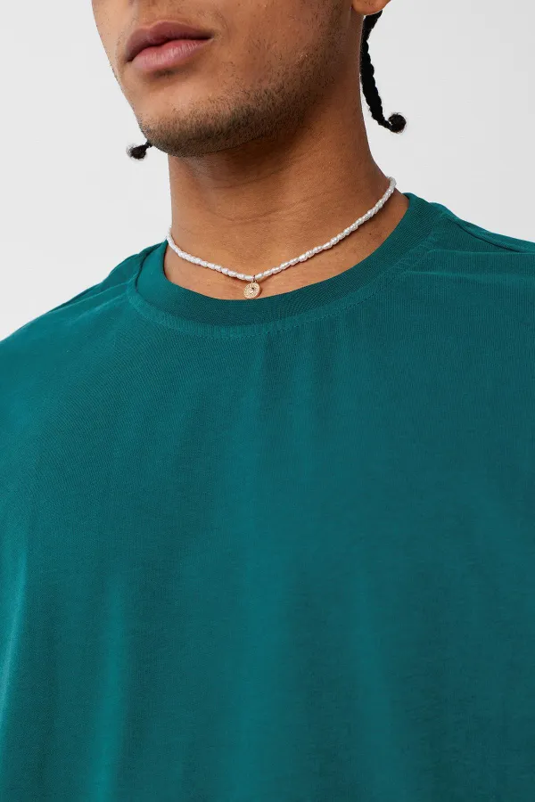 Basic Oversize Crew Neck T-Shirt Petrol