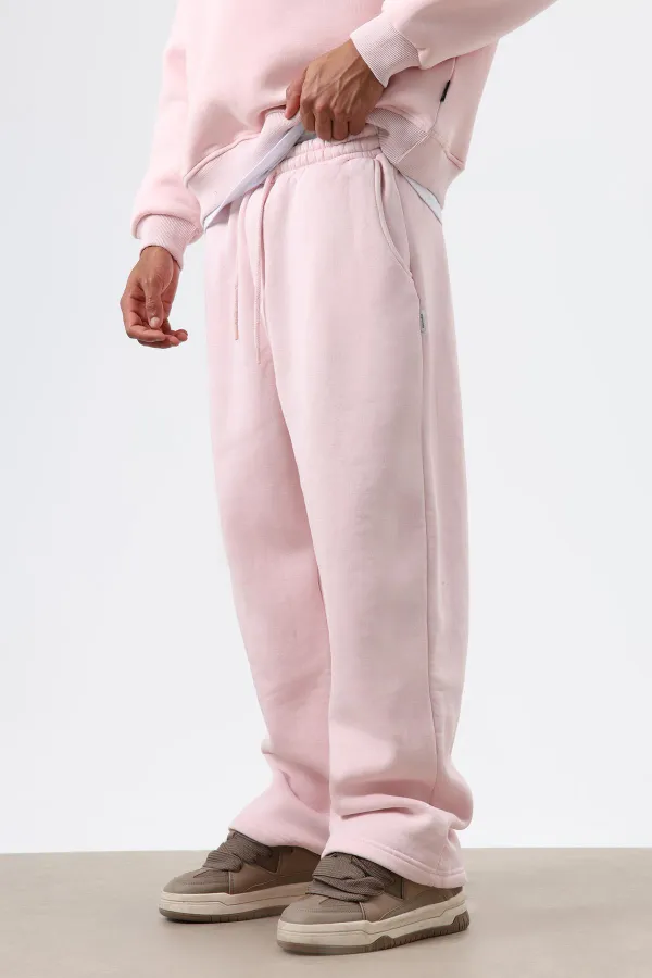 Yıkamalı Baggy Eşofman Alt Pembe