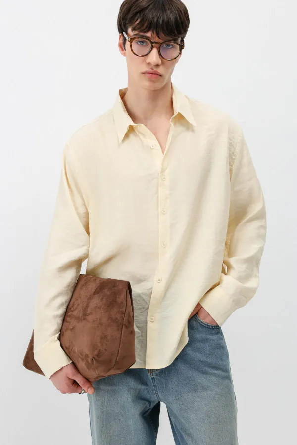 Chemise oversize jaune en modal