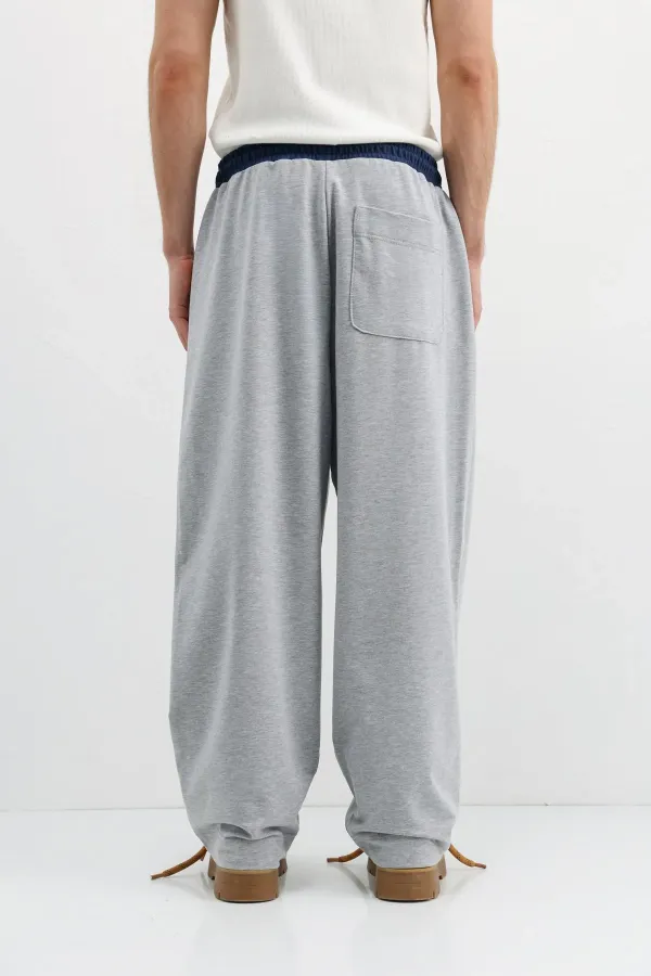 Baggy Fit Eşofman Alt Gri Melanj