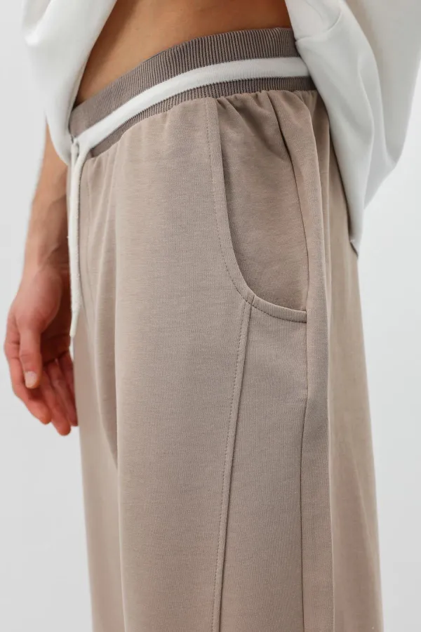 Bağcıklı Baggy Fit Eşofman Alt Vizon