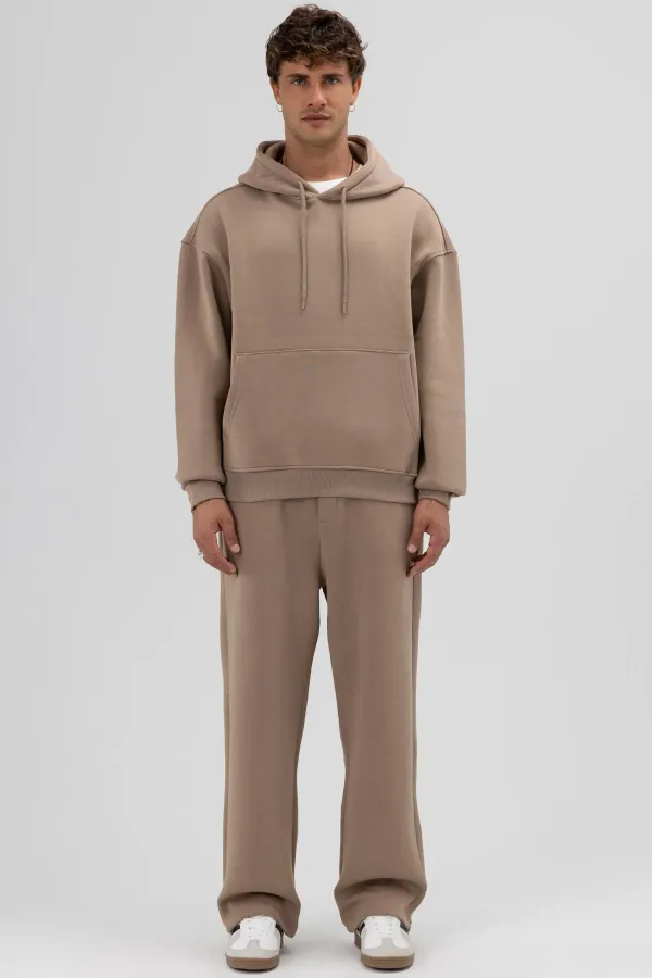 Sweat à capuche oversize basique, couleur vison