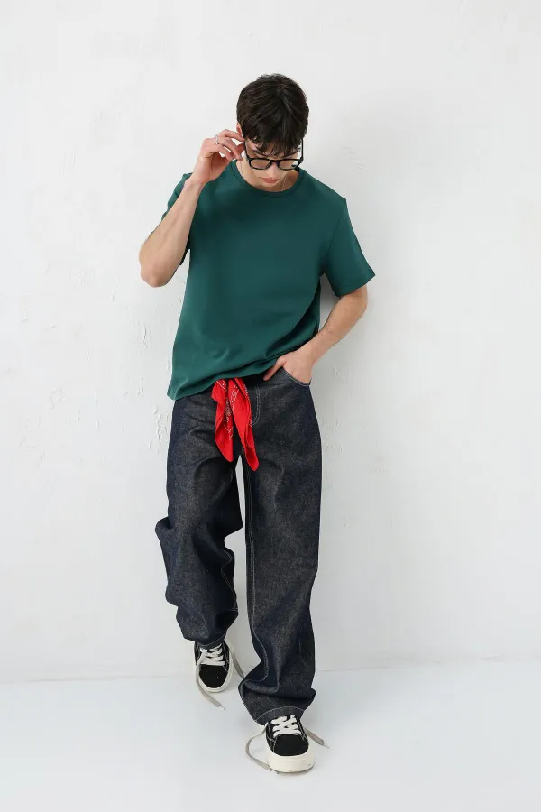 Kısa Kollu Boxy Fit Tişört Nefti