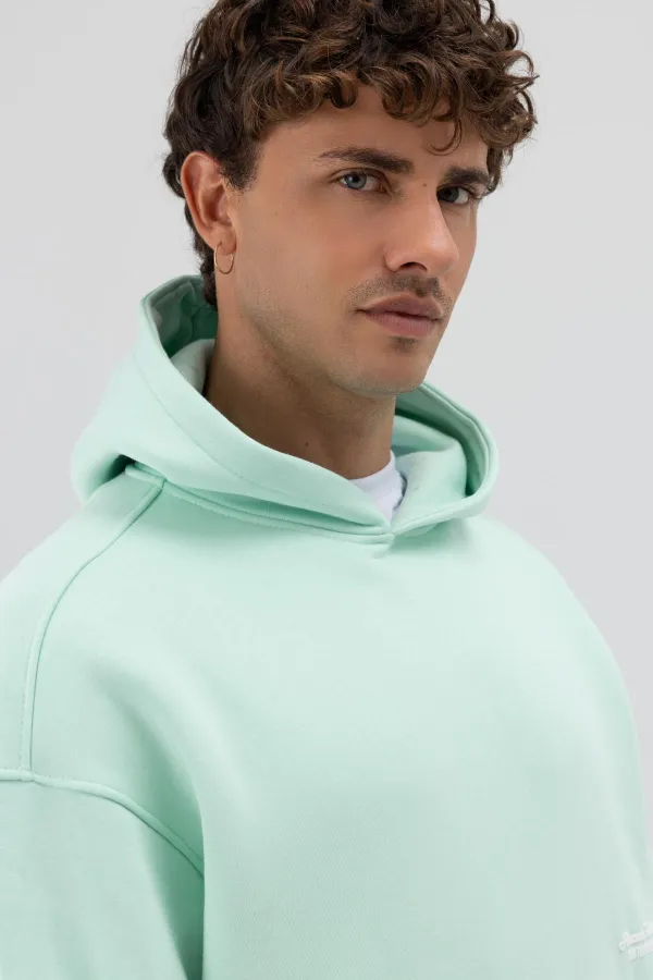 Sweat-shirt à capuche oversize imprimé menthe
