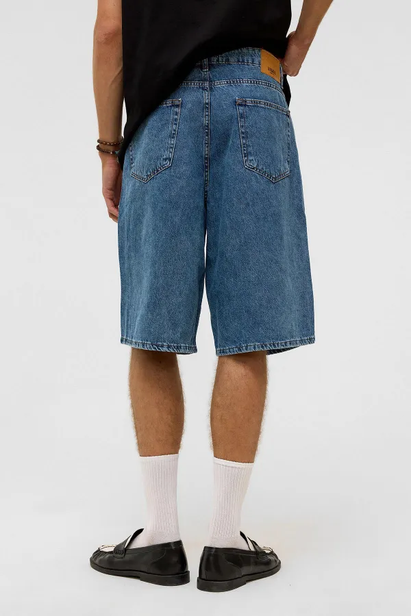 Oversize Bermuda Denim Şort Mavı Renk-2