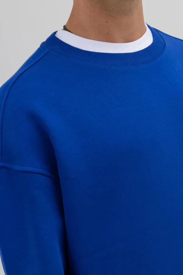 Basic Crew Neck Oversize Sweatshirt Navy Blue