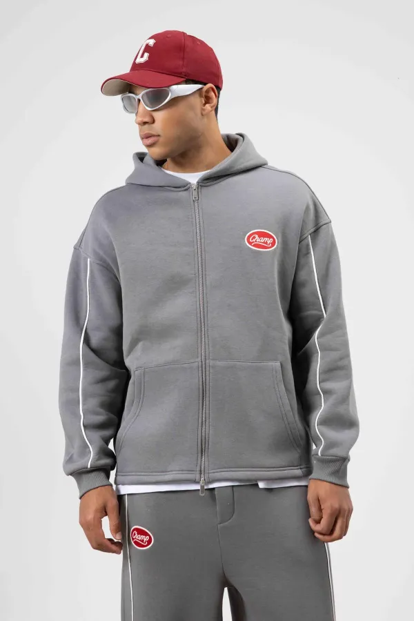 Çizgi Detaylı Oversize Eşofman Takım Füme