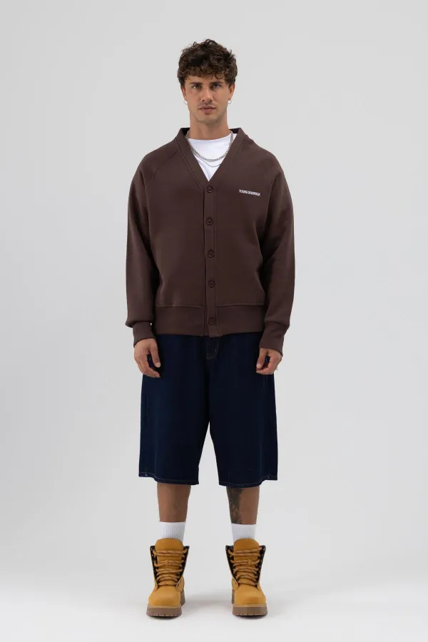 Sweat-shirt oversize à boutons, marron