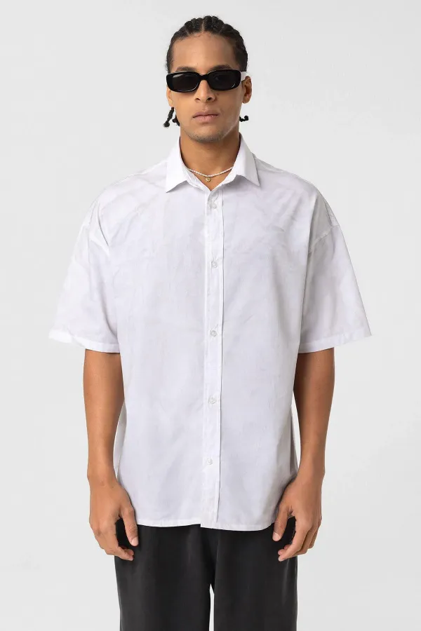 Oversize Washed Poplin Shirt, Ecru