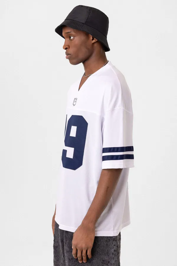 T-shirt oversize imprimé en jersey blanc