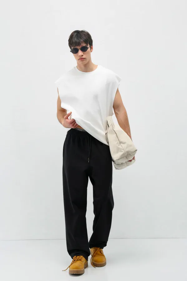 Basic Bel Lastikli  Eşofman Alt Siyah