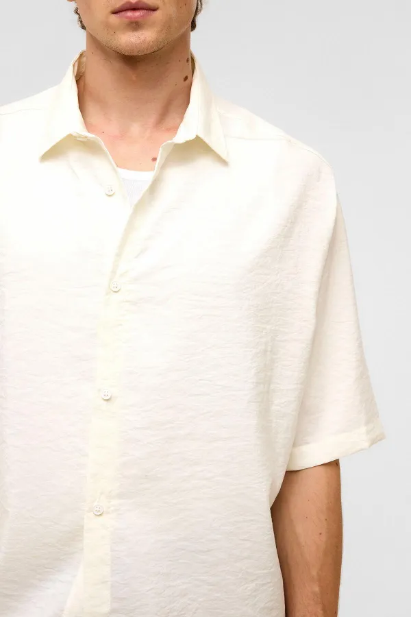 Chemise basique oversize à manches courtes en modal, écru