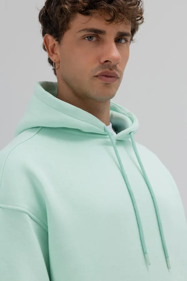 Sweat à capuche basique oversize menthe