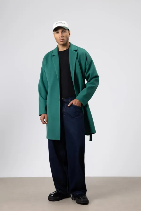 Kemerli Oversize Kaşe Kaban Nefti