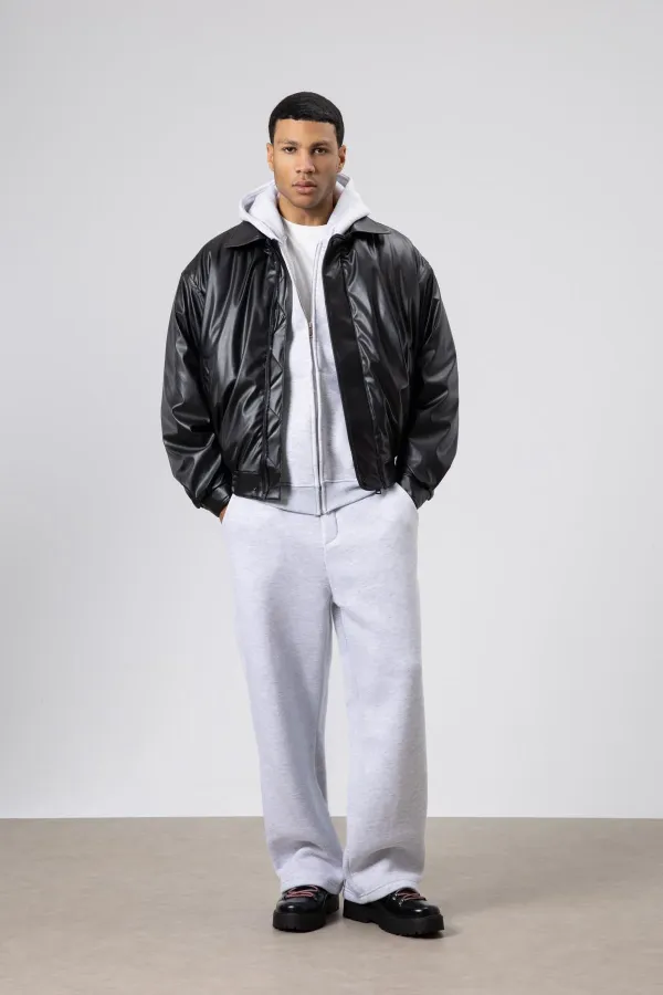 Veste oversize basique en similicuir noir