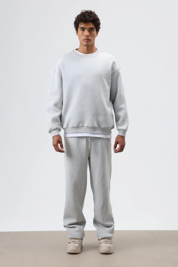 Sweat-shirt basique oversize délavé gris clair