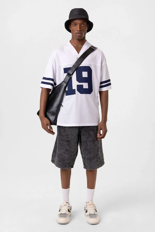 T-shirt oversize imprimé en jersey blanc