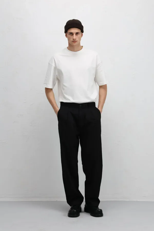 Baggy Fit Kumaş Pantolon Siyah