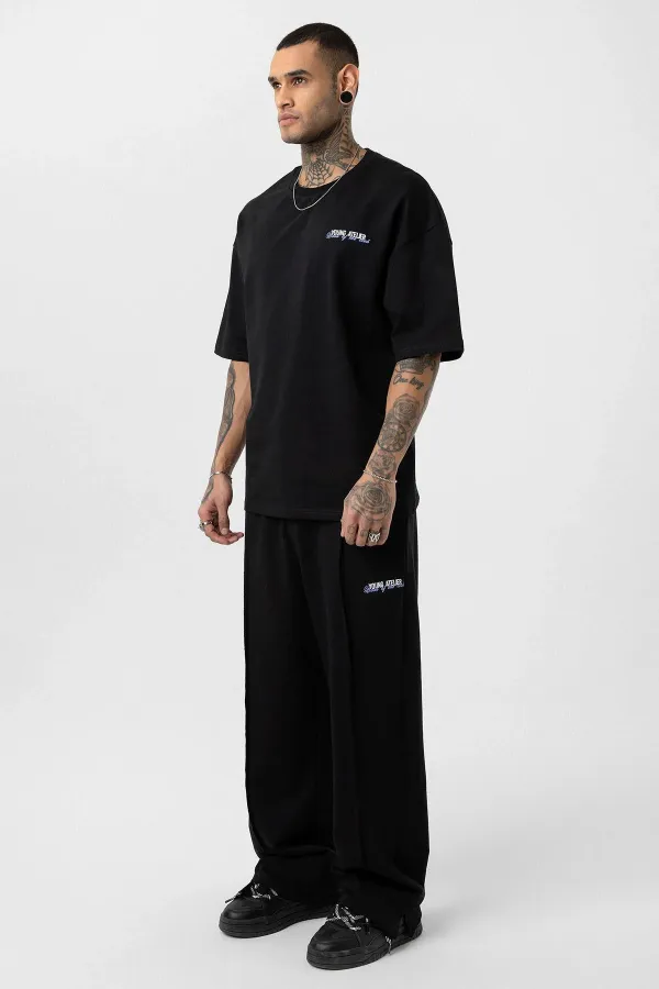 Paça Yırtmatçlı Oversize  Eşofman Takım Siyah