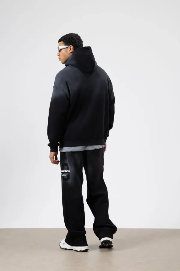 Oversize Baskılı Eşofman Takım Siyah Oversize Baskılı Eşofman Takım Siyah