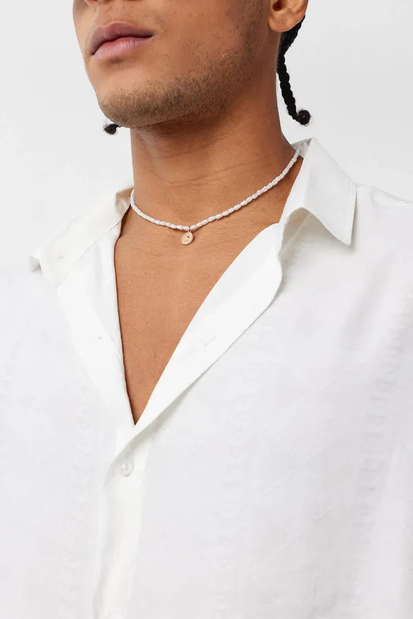 Oversize Short Sleeve Modal Fabric Shirt, Ecru