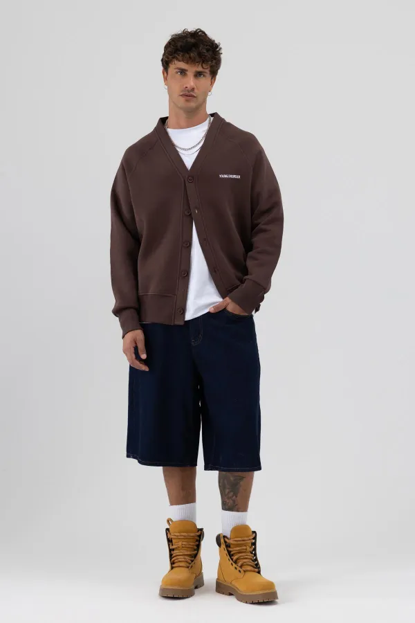 Sweat-shirt oversize à boutons, marron