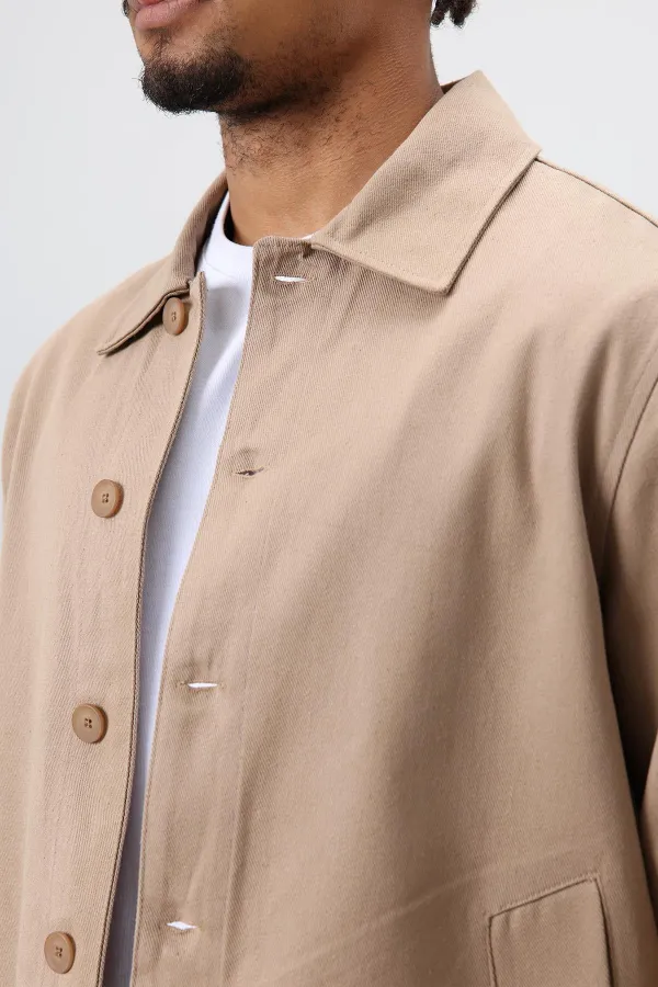 Boxy Fit Gabardin Ceket Vizon