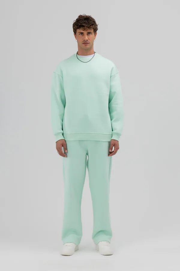 Sweat-shirt basique à col rond oversize menthe