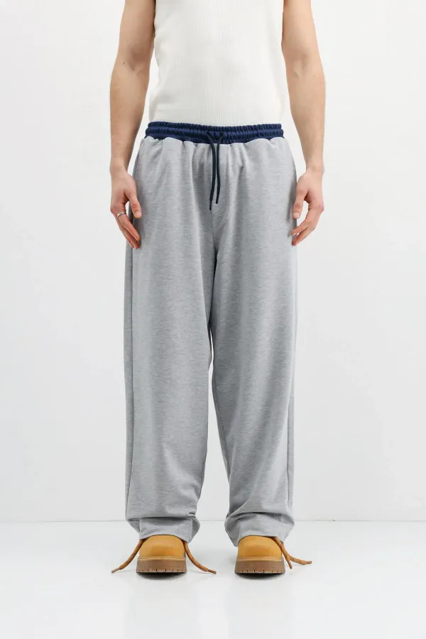 Baggy Fit Eşofman Alt Gri Melanj