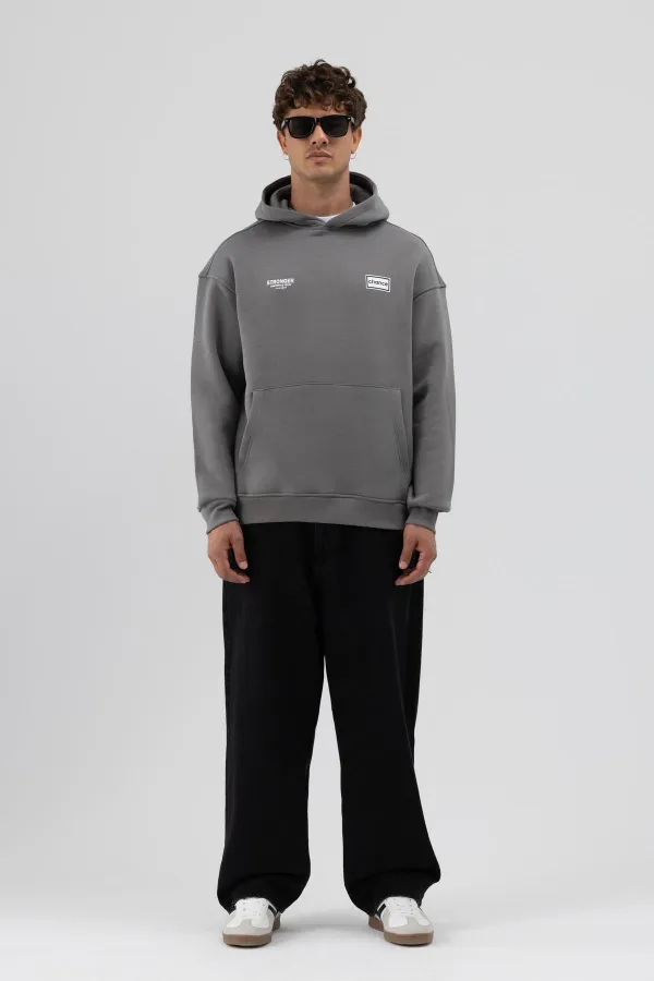 Oversize Arka Baskılı Sweatshirt Füme