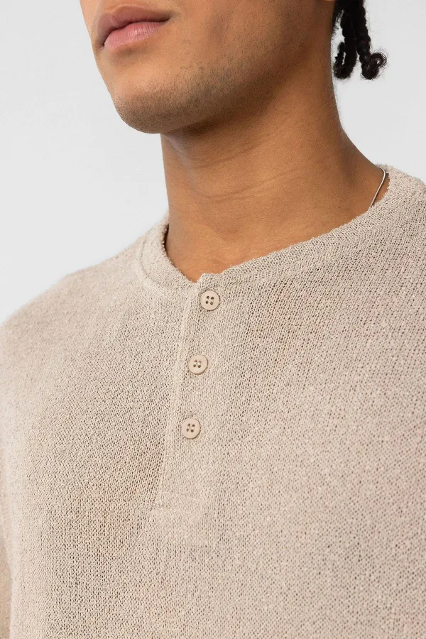 Basic Oversize Button-Down T-Shirt Beige