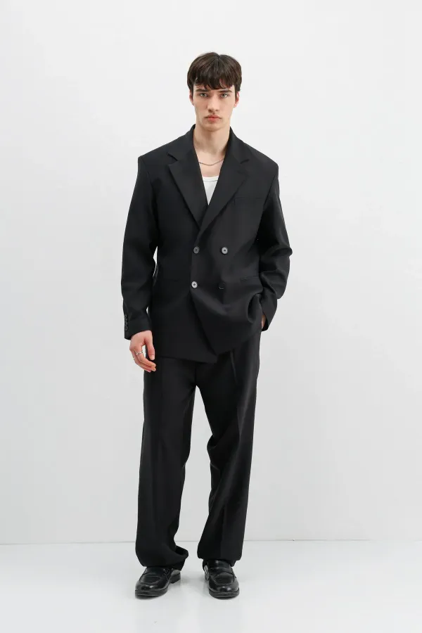 Costume croisé oversize noir