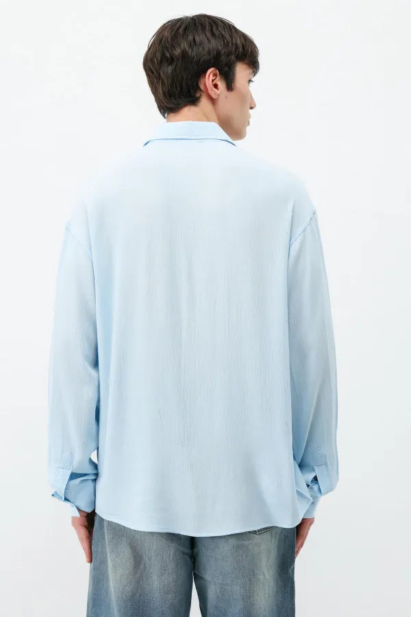 Chemise oversize texturée légère, bleu ciel