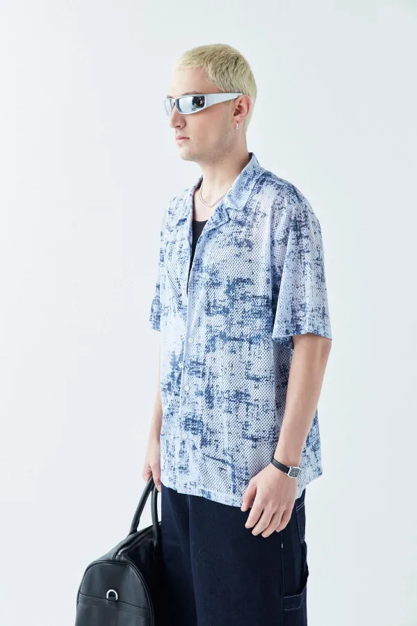 Patterned Corduroy Oversize Shirt Pattern-2