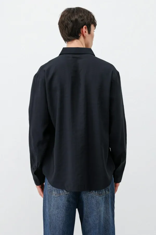 Chemise oversize en modal noir