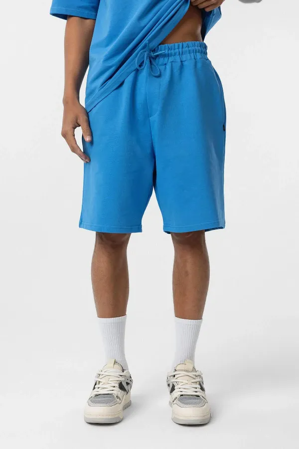 Basic Oversize Şort Takım Mavi