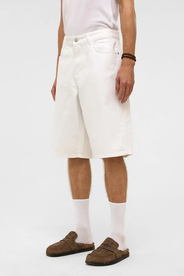 Oversize Bermuda Denim Shorts, Ecru