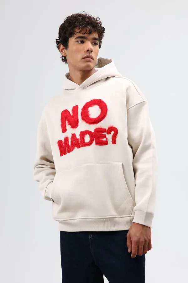 Sweat à capuche oversize imprimé couleur pierre