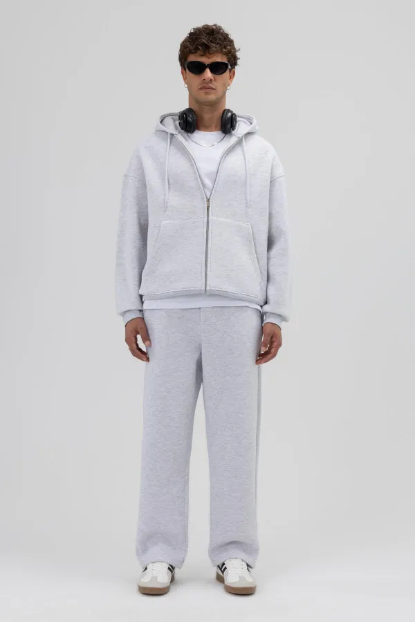 Sweat-shirt à capuche basique oversize zippé chiné