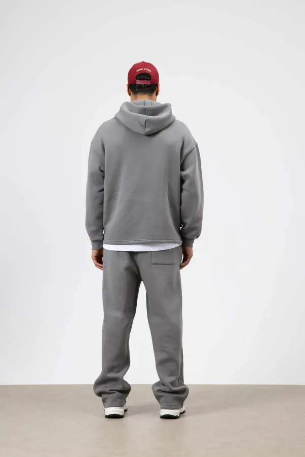 Çizgi Detaylı Oversize Eşofman Takım Füme