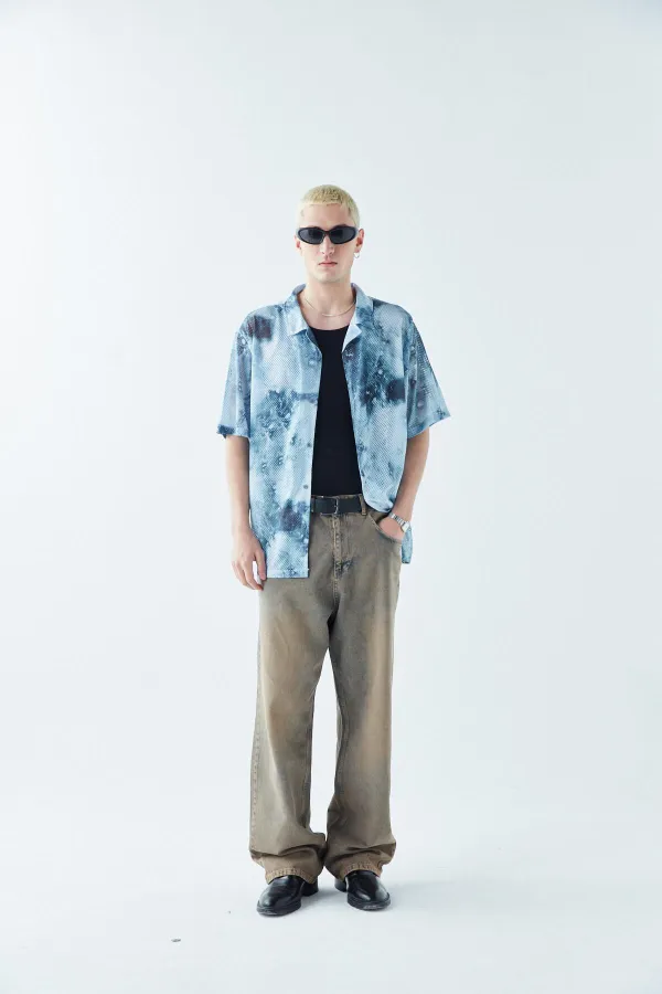 Patterned Corduroy Oversize Shirt Pattern-7