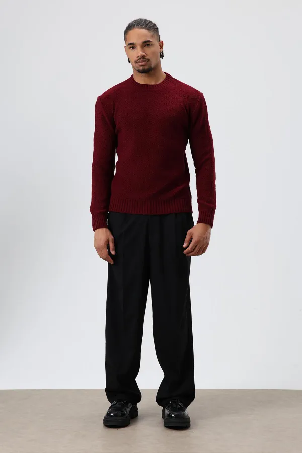 Pull oversize à col rond bordeaux