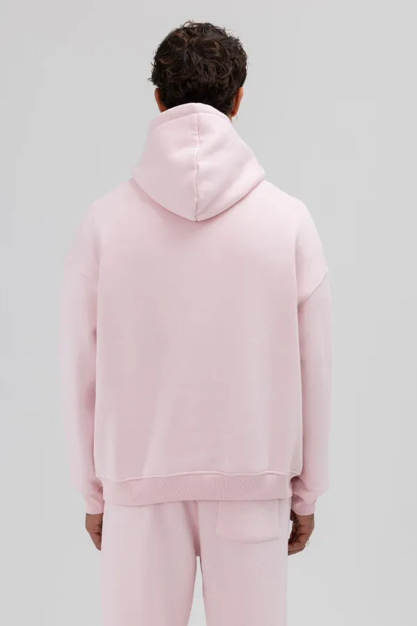 Sweat à capuche oversize basique rose