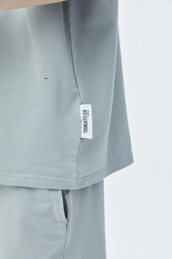 Delik Detaylı Oversize Eşofman Takım Gri