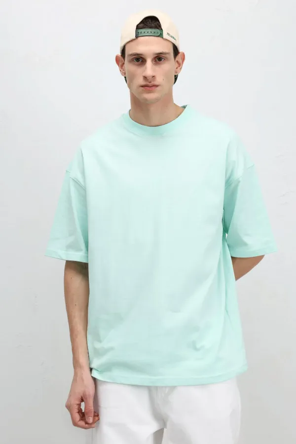 T-shirt basique oversize à col rond menthe