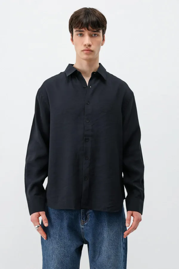 Chemise oversize en modal noir