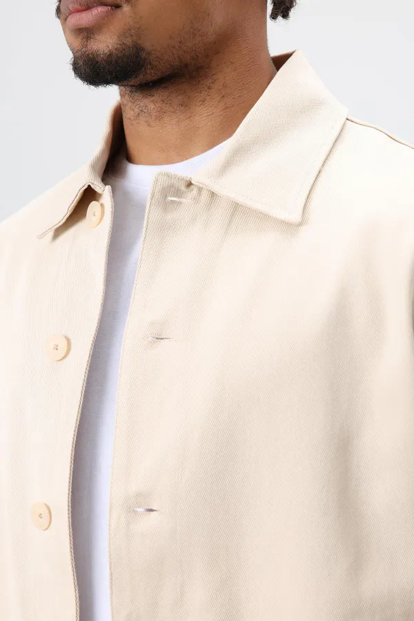 Boxy Fit Gabardin Ceket Bej